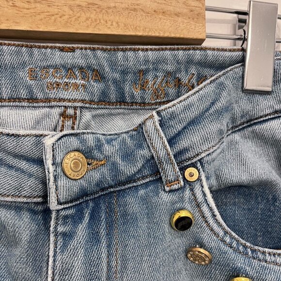 ESCADA cropped jeans size 38 bleu with stones - Picture 5 of 10